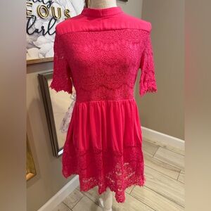 5 for $30 JOURNEY FIVE Pink Lace Boutique Tunic Top